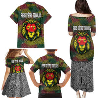 Togo Family Matching Puletasi and Hawaiian Shirt with Red Lion Head Design and Traditional African Pattern