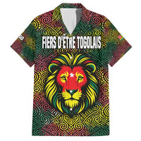 Togo Family Matching Short Sleeve Bodycon Dress and Hawaiian Shirt with Red Lion Head Design and Traditional African Pattern
