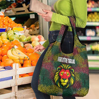Togo Grocery Bag with Red Lion Head Design and Traditional African Pattern