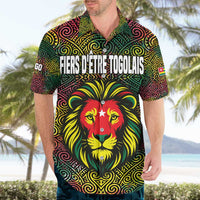 Togo Hawaiian Shirt with Red Lion Head Design and Traditional African Pattern