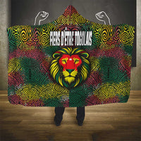 Togo Hooded Blanket with Red Lion Head Design and Traditional African Pattern
