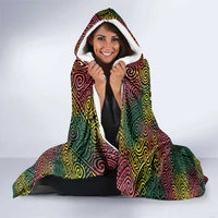 Togo Hooded Blanket with Red Lion Head Design and Traditional African Pattern