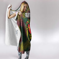 Togo Hooded Blanket with Red Lion Head Design and Traditional African Pattern