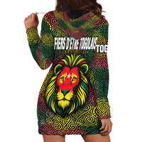 Togo Hoodie Dress with Red Lion Head Design and Traditional African Pattern