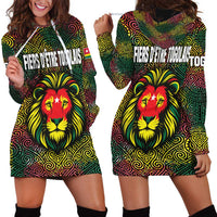 Togo Hoodie Dress with Red Lion Head Design and Traditional African Pattern