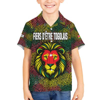 Togo Kid Hawaiian Shirt with Red Lion Head Design and Traditional African Pattern