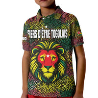 Togo Kid Polo Shirt with Red Lion Head Design and Traditional African Pattern