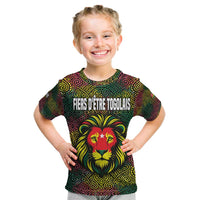 Togo Kid T Shirt with Red Lion Head Design and Traditional African Pattern