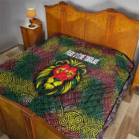 Togo Quilt with Red Lion Head Design and Traditional African Pattern