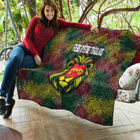 Togo Quilt with Red Lion Head Design and Traditional African Pattern