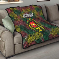Togo Quilt with Red Lion Head Design and Traditional African Pattern