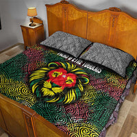 Togo Quilt Bed Set with Red Lion Head Design and Traditional African Pattern