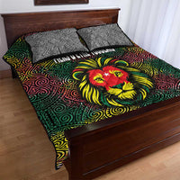 Togo Quilt Bed Set with Red Lion Head Design and Traditional African Pattern