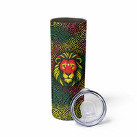 Togo Skinny Tumbler with Red Lion Head Design and Traditional African Pattern