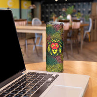 Togo Skinny Tumbler with Red Lion Head Design and Traditional African Pattern