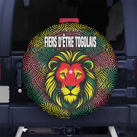 Togo Spare Tire Cover with Red Lion Head Design and Traditional African Pattern