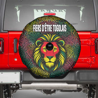 Togo Spare Tire Cover with Red Lion Head Design and Traditional African Pattern