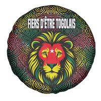 Togo Spare Tire Cover with Red Lion Head Design and Traditional African Pattern