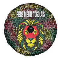 Togo Spare Tire Cover with Red Lion Head Design and Traditional African Pattern