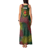 Togo Tank Maxi Dress with Red Lion Head Design and Traditional African Pattern