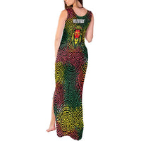 Togo Tank Maxi Dress with Red Lion Head Design and Traditional African Pattern