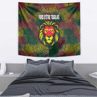 Togo Tapestry with Red Lion Head Design and Traditional African Pattern