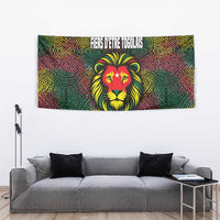 Togo Tapestry with Red Lion Head Design and Traditional African Pattern