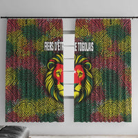 Togo Window Curtain with Red Lion Head Design and Traditional African Pattern