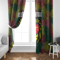 Togo Window Curtain with Red Lion Head Design and Traditional African Pattern