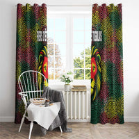 Togo Window Curtain with Red Lion Head Design and Traditional African Pattern