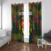 Togo Window Curtain with Red Lion Head Design and Traditional African Pattern