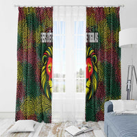 Togo Window Curtain with Red Lion Head Design and Traditional African Pattern