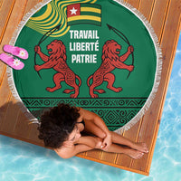 Togo Beach Blanket with Red Twin Lions and Travail Liberté Patrie Slogan
