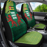 Togo Car Seat Cover with Red Twin Lions and Travail Liberté Patrie Slogan