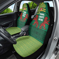 Togo Car Seat Cover with Red Twin Lions and Travail Liberté Patrie Slogan