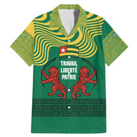 Togo Family Matching Mermaid Dress and Hawaiian Shirt with Red Twin Lions and Travail Liberté Patrie Slogan