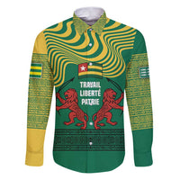 Togo Family Matching Puletasi and Hawaiian Shirt with Red Twin Lions and Travail Liberté Patrie Slogan