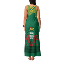 Togo Family Matching Tank Maxi Dress and Hawaiian Shirt with Red Twin Lions and Travail Liberté Patrie Slogan