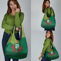 Togo Grocery Bag with Red Twin Lions and Travail Liberté Patrie Slogan