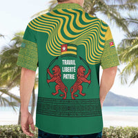 Togo Hawaiian Shirt with Red Twin Lions and Travail Liberté Patrie Slogan