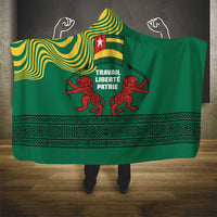 Togo Hooded Blanket with Red Twin Lions and Travail Liberté Patrie Slogan