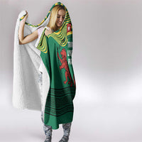 Togo Hooded Blanket with Red Twin Lions and Travail Liberté Patrie Slogan