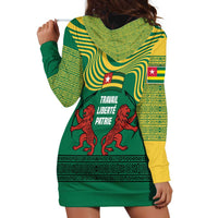 Togo Hoodie Dress with Red Twin Lions and Travail Liberté Patrie Slogan