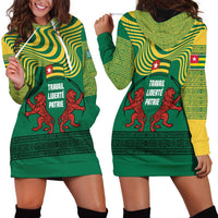 Togo Hoodie Dress with Red Twin Lions and Travail Liberté Patrie Slogan
