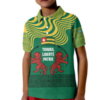 Togo Kid Polo Shirt with Red Twin Lions and Travail Liberté Patrie Slogan