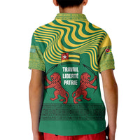 Togo Kid Polo Shirt with Red Twin Lions and Travail Liberté Patrie Slogan