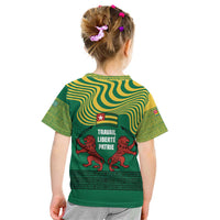 Togo Kid T Shirt with Red Twin Lions and Travail Liberté Patrie Slogan
