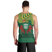 Togo Men Tank Top with Red Twin Lions and Travail Liberté Patrie Slogan