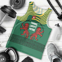 Togo Men Tank Top with Red Twin Lions and Travail Liberté Patrie Slogan