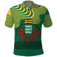 Togo Polo Shirt with Red Twin Lions and Travail Liberté Patrie Slogan